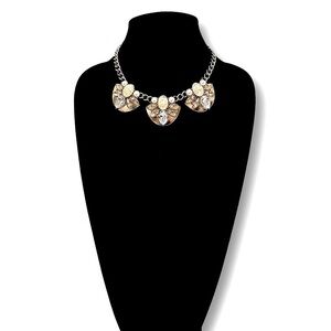 NEIMAN MARCUS Gold & Cracked Crystal Polished Statement Necklace NWT​